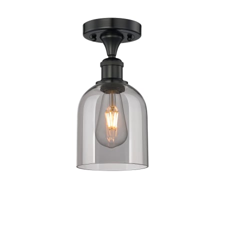 A large image of the Innovations Lighting 616-1F 10 6 Bella Semi-Flush Matte Black / Light Smoke