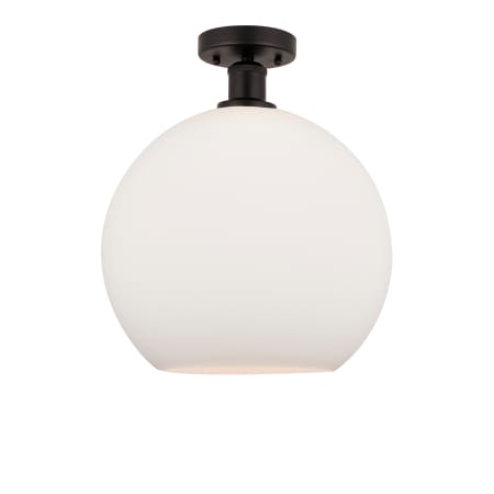 A large image of the Innovations Lighting 616-1F-16-12 Athens Semi-Flush Oil Rubbed Bronze / Matte White