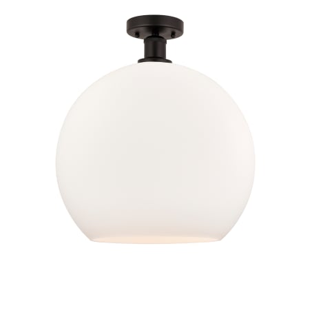A large image of the Innovations Lighting 616-1F-18-14 Athens Semi-Flush Oil Rubbed Bronze / Matte White