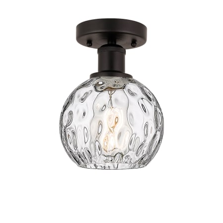 A large image of the Innovations Lighting 616-1F-11-6 Athens Semi-Flush Oil Rubbed Bronze / Clear Water Glass