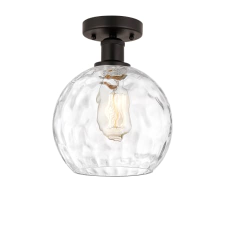 A large image of the Innovations Lighting 616-1F-13-8 Athens Semi-Flush Oil Rubbed Bronze / Clear Water Glass