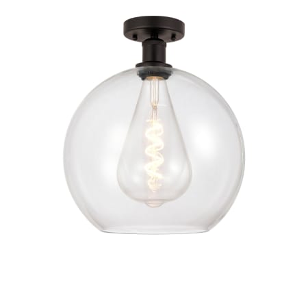 A large image of the Innovations Lighting 616-1F-16-12 Athens Semi-Flush Oil Rubbed Bronze / Clear