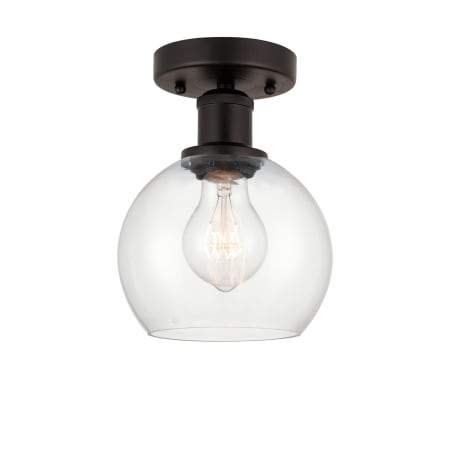 A large image of the Innovations Lighting 616-1F-10-6 Athens Semi-Flush Oil Rubbed Bronze / Clear