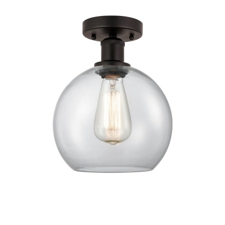 A large image of the Innovations Lighting 616-1F-13-8 Athens Semi-Flush Oil Rubbed Bronze / Clear