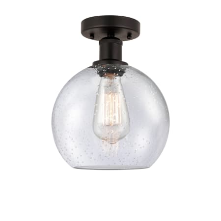 A large image of the Innovations Lighting 616-1F-13-8 Athens Semi-Flush Oil Rubbed Bronze / Seedy
