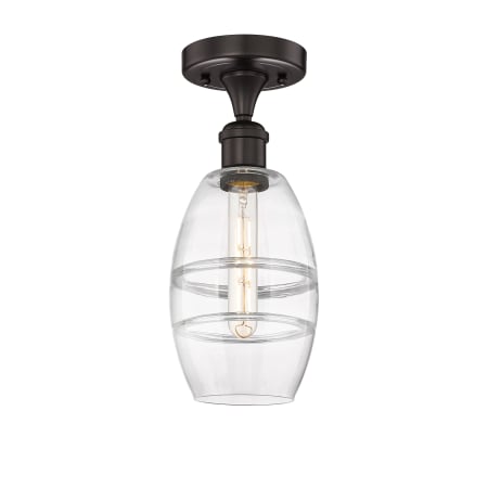 A large image of the Innovations Lighting 616-1F 8 6 Vaz Semi-Flush Oil Rubbed Bronze / Clear