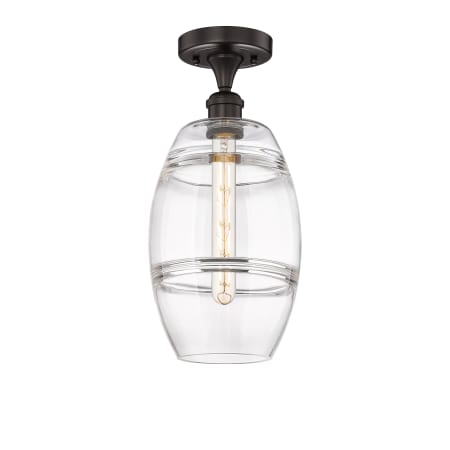 A large image of the Innovations Lighting 616-1F 10 8 Vaz Semi-Flush Oil Rubbed Bronze / Clear