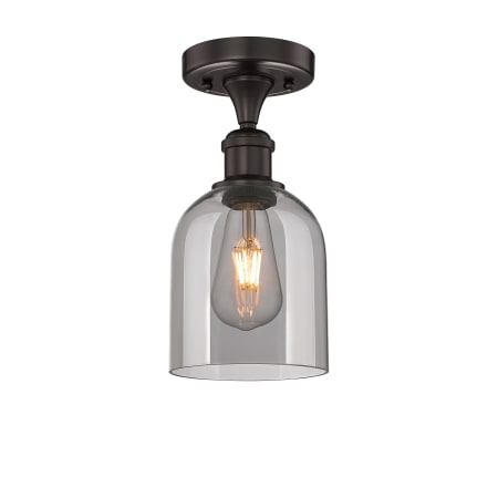 A large image of the Innovations Lighting 616-1F 10 6 Bella Semi-Flush Oil Rubbed Bronze / Light Smoke