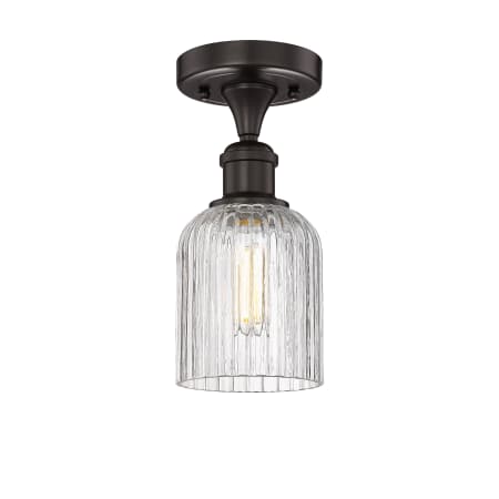 A large image of the Innovations Lighting 616-1F 9 5 Bridal Veil Semi-Flush Oil Rubbed Bronze