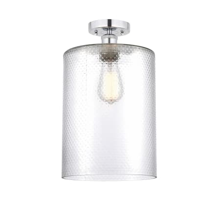 A large image of the Innovations Lighting 616-1F-16-9-L Cobbleskill Semi-Flush Polished Chrome / Clear
