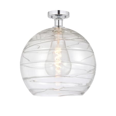 A large image of the Innovations Lighting 616-1F-17-14 Athens Semi-Flush Polished Chrome / Clear Deco Swirl