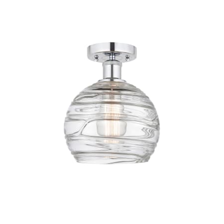 A large image of the Innovations Lighting 616-1F-13-8 Athens Semi-Flush Polished Chrome / Clear Deco Swirl