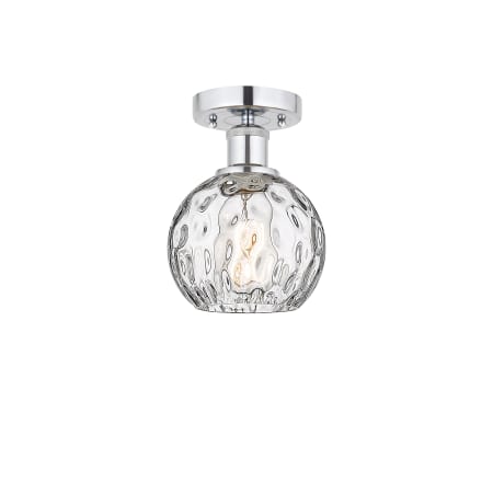 A large image of the Innovations Lighting 616-1F-11-6 Athens Semi-Flush Polished Chrome / Clear Water Glass