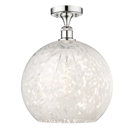 A large image of the Innovations Lighting 616-1F-17-14-White Mouchette-Ceiling Fixture Polished Chrome / White Mouchette