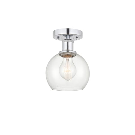 A large image of the Innovations Lighting 616-1F-10-6 Athens Semi-Flush Polished Chrome / Clear
