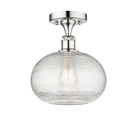 A large image of the Innovations Lighting 616-1F-10-10-Ithaca-Indoor Ceiling Fixture Polished Chrome / Clear Ithaca