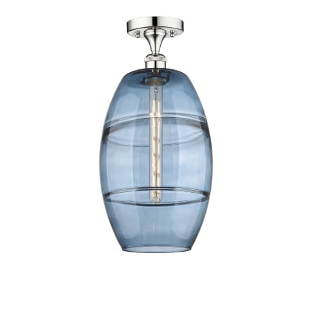 A large image of the Innovations Lighting 616-1F 19 10 Vaz Semi-Flush Polished Chrome / Princess Blue