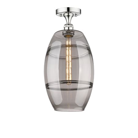 A large image of the Innovations Lighting 616-1F 19 10 Vaz Semi-Flush Polished Chrome / Light Smoke