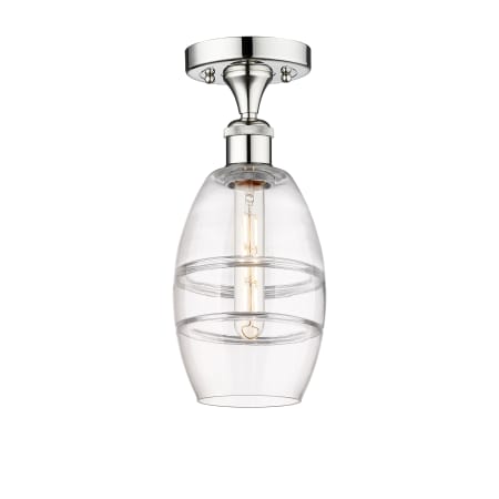 A large image of the Innovations Lighting 616-1F 8 6 Vaz Semi-Flush Polished Chrome / Clear