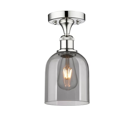 A large image of the Innovations Lighting 616-1F 10 6 Bella Semi-Flush Polished Chrome / Light Smoke