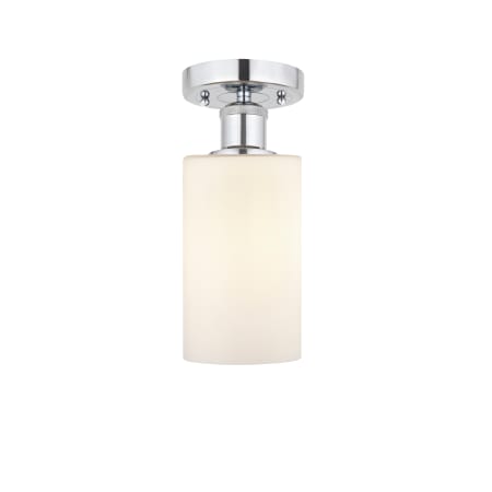 A large image of the Innovations Lighting 616-1F-11-4 Clymer Semi-Flush Polished Chrome / Matte White