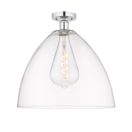 A large image of the Innovations Lighting 616-1F-19-16 Bristol Semi-Flush Polished Chrome / Clear