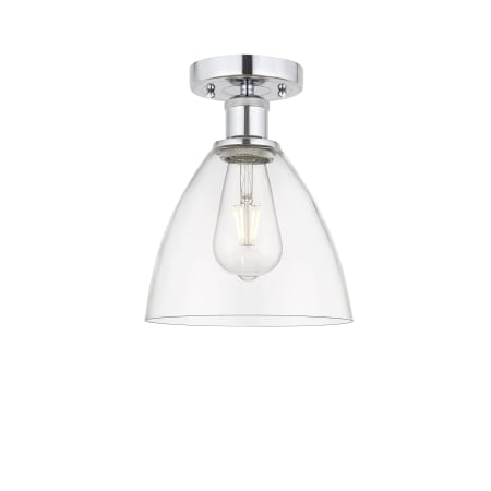 A large image of the Innovations Lighting 616-1F-11-8 Bristol Semi-Flush Polished Chrome / Clear