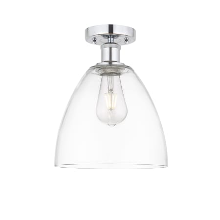 A large image of the Innovations Lighting 616-1F-13-9 Bristol Semi-Flush Polished Chrome / Clear