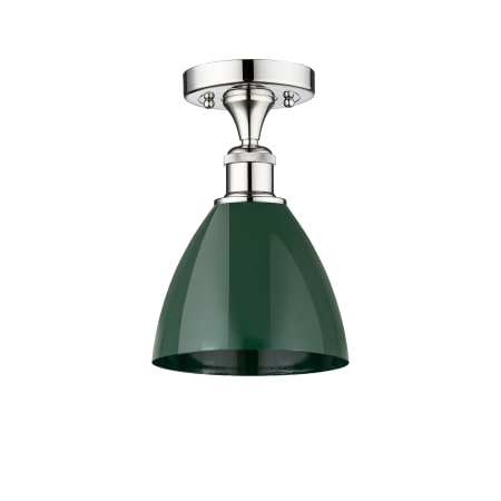A large image of the Innovations Lighting 616-1F-11-8 Plymouth Dome Semi-Flush Polished Chrome / Green