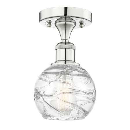 A large image of the Innovations Lighting 616-1F-9-6 Athens Deco Swirl Semi-Flush Polished Nickel / Clear Deco Swirl