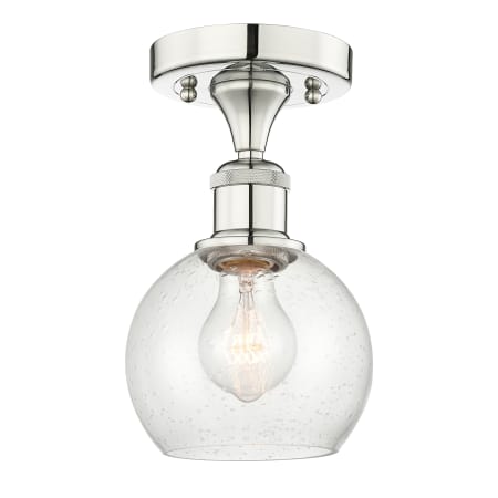 A large image of the Innovations Lighting 616-1F-9-6 Athens Semi-Flush Polished Nickel / Seedy