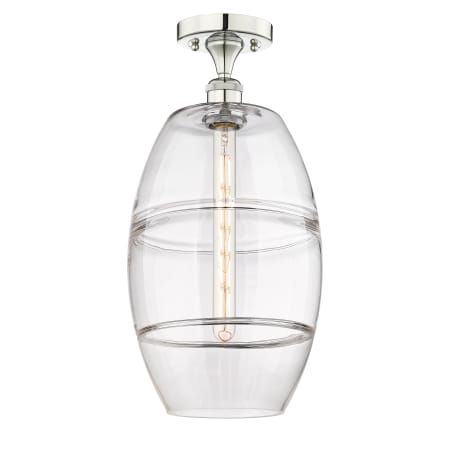 A large image of the Innovations Lighting 616-1F 19 10 Vaz Semi-Flush Polished Nickel / Clear