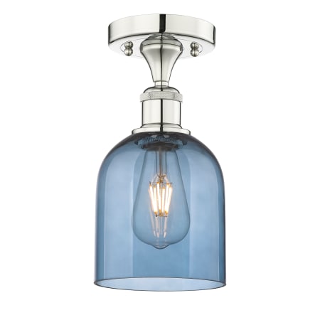 A large image of the Innovations Lighting 616-1F 10 6 Bella Semi-Flush Polished Nickel / Princess Blue