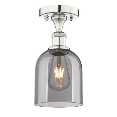 A large image of the Innovations Lighting 616-1F 10 6 Bella Semi-Flush Polished Nickel / Light Smoke