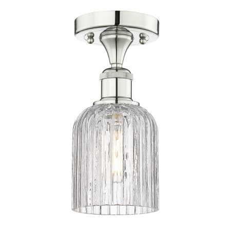 A large image of the Innovations Lighting 616-1F 9 5 Bridal Veil Semi-Flush Polished Nickel