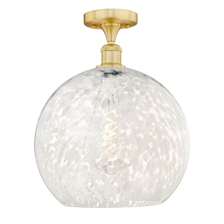 A large image of the Innovations Lighting 616-1F-17-14-White Mouchette-Ceiling Fixture Satin Gold / White Mouchette