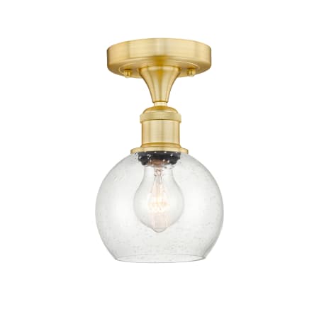 A large image of the Innovations Lighting 616-1F-9-6 Athens Semi-Flush Satin Gold / Seedy