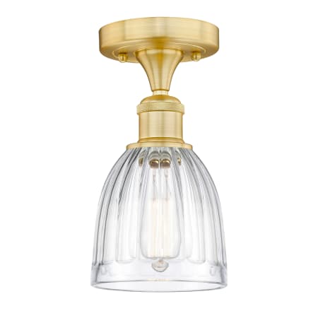 A large image of the Innovations Lighting 616-1F-10-6 Brookfield Semi-Flush Satin Gold / Clear