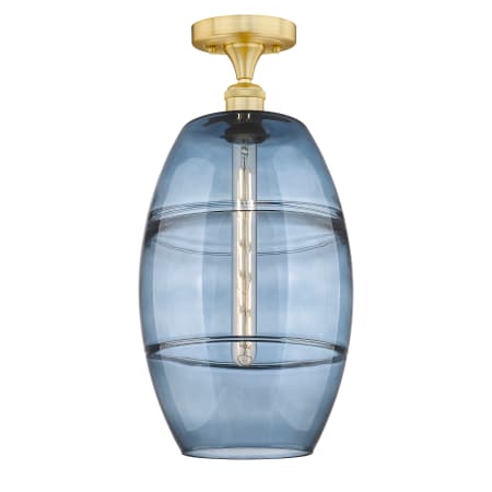 A large image of the Innovations Lighting 616-1F 19 10 Vaz Semi-Flush Satin Gold / Princess Blue