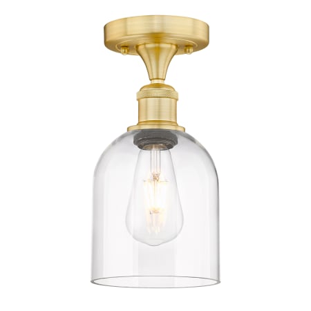 A large image of the Innovations Lighting 616-1F 10 6 Bella Semi-Flush Satin Gold / Clear