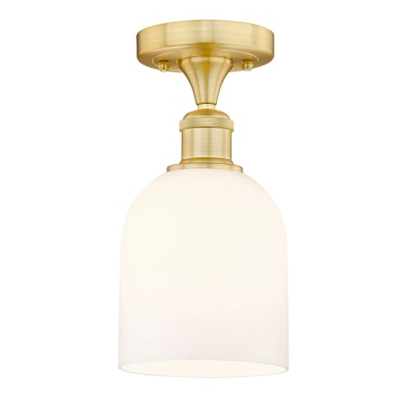 A large image of the Innovations Lighting 616-1F 10 6 Bella Semi-Flush Satin Gold / Glossy White