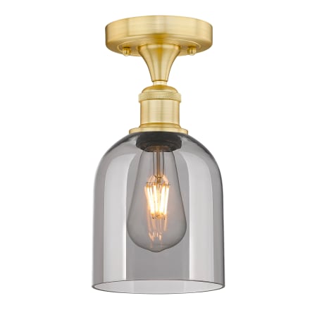 A large image of the Innovations Lighting 616-1F 10 6 Bella Semi-Flush Satin Gold / Light Smoke