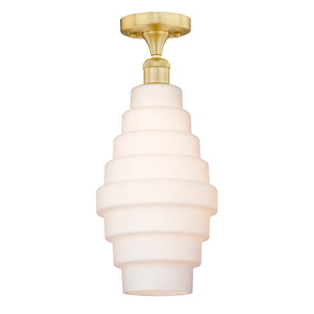A large image of the Innovations Lighting 616-1F-18-8 Cascade Flush Satin Gold / White