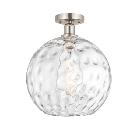 A large image of the Innovations Lighting 616-1F-17-12 Athens Semi-Flush Brushed Satin Nickel / Clear Water Glass