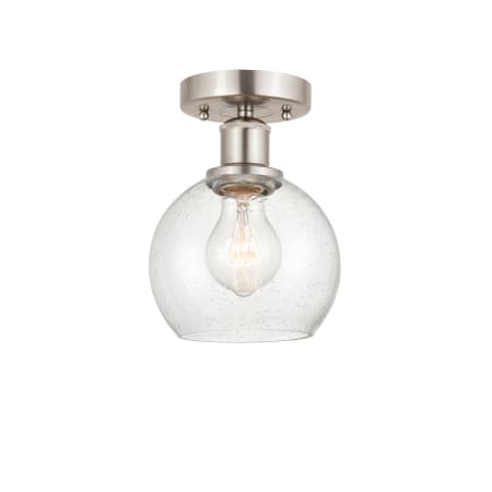 A large image of the Innovations Lighting 616-1F-10-6 Athens Semi-Flush Brushed Satin Nickel / Seedy