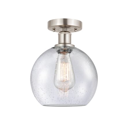 A large image of the Innovations Lighting 616-1F-13-8 Athens Semi-Flush Brushed Satin Nickel / Seedy