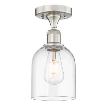 A large image of the Innovations Lighting 616-1F 10 6 Bella Semi-Flush Brushed Satin Nickel / Clear