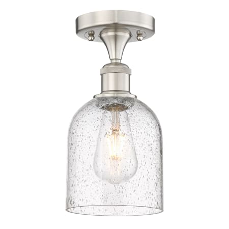 A large image of the Innovations Lighting 616-1F 10 6 Bella Semi-Flush Brushed Satin Nickel / Seedy