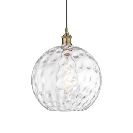 A large image of the Innovations Lighting 616-1P-15-12 Athens Pendant Antique Brass / Clear Water Glass