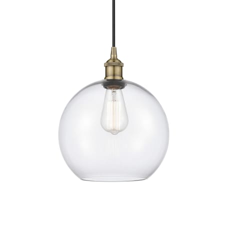 A large image of the Innovations Lighting 616-1P-13-10 Athens Pendant Antique Brass / Clear